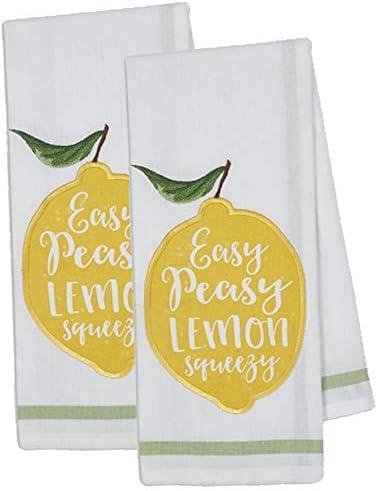 Projeto importações de lençóis de mesa de limão, 18 polegadas por calços de pratos, conjunto de 2, limão com enfeites embelezados