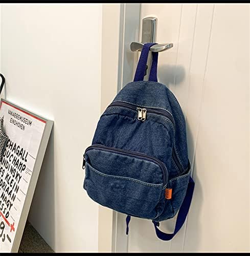 Weisincos Canvas Backpack Lightweight Travel Daypack Student Rucksack Laptop Bolsa de jeans de jeans de jeans para mulheres azuis