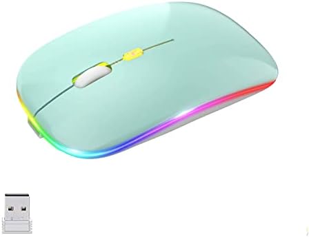 Mouse bluetooth sem fio kanmabpc, LED recarregável MODO DULO MOUSE mouse portátil silencioso, para laptop/mesa/tablet
