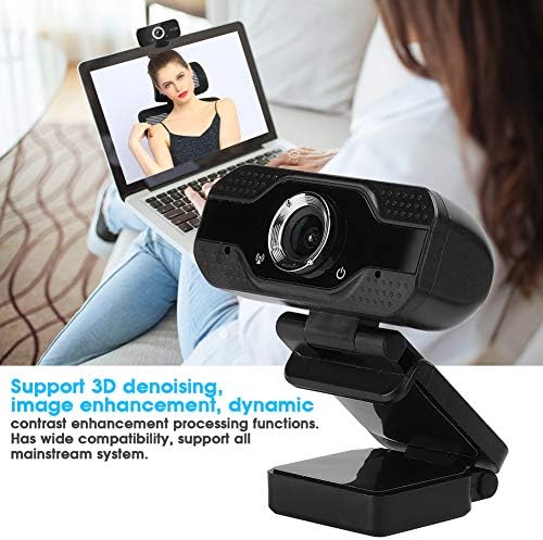 Câmera da web USB, 1080p 30FPS FHD 2MP Desktop Laptop CLIPON Video Webcam Câmera de webcam Suporte ao microfone 3D Redução