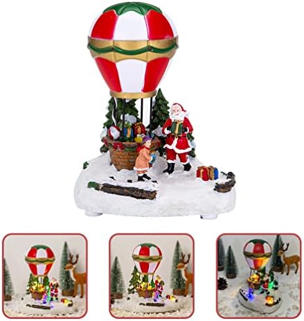 Gadpiparty Christmas Resina iluminada House Hot Air Balão de Natal A enfeites de Natal Mesa de Natal LED LEZ