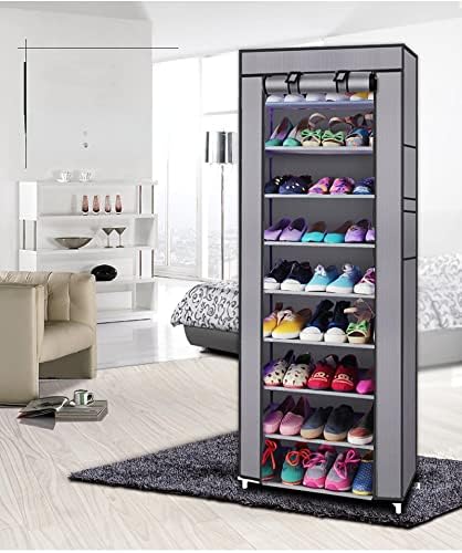 Rack de armazenamento portátil de sapatos USBDMX, de 10 camadas de 9 grades de 9 grades, rack de sapatos cobertos de pano, sapatos domésticos nos remessas nos EUA