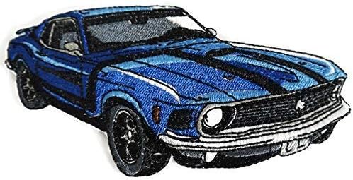 Coleção Classic Cars [Mustang 69 Boss] [História do Automóvel Americano em Bordado] Ferro bordado On/Sew Patch [6.2 X3.1]