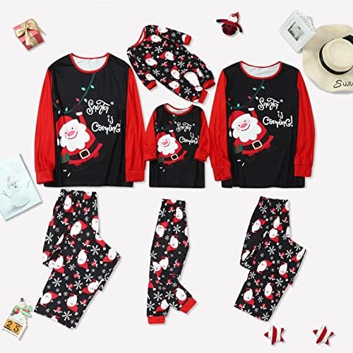 Mãe terno de Natal Papai Noel Roupas de família Combinando tampos de manga longa+calça Conjunto de pijamas de família de Natal