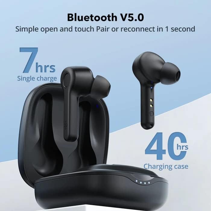 Fones de ouvido sem fio Tao Boltune, Atualizado Bluetooth v5.2 IN-Ear Wireless Headphones sem fio USB-C Quick Charge Bluetooth Earbuds IPX8 40 horas