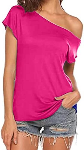 Tops de verão feminino Tops de cor sólida Camisadas de manga curta