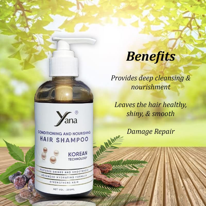 Yana Hair Shampoo com shampoo herbal de tecnologia coreana para caspa e queda de cabelo