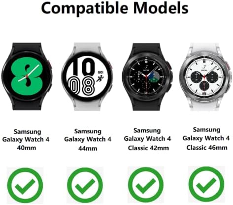 Rabuzi 2 pacote compatível para Samsung Galaxy Watch 4 Classic 46mm 42mm Band, 20 mm para Samsung Galaxy Watch 4 40mm 44mm Redução rápida Relógio de silicone Pulseira e esmalte Banda de relógio de metal de aço inoxidável