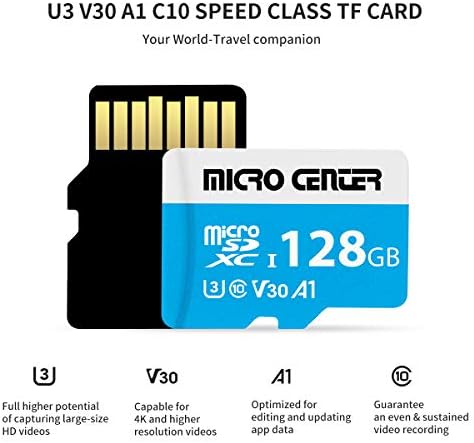 Micro Center Premium Premium 128 GB MicroSDXC, Nintendo-Switch Compatível Micro SD Card, UHS-I C10 U3 V30 4K UHD Video A1 Flash Memory Card com adaptador