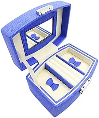 N/A Caixa de jóias de camada dupla com bloqueio Jóias curvas Ornamento Caixa de armazenamento de caixa de cosméticos (cor: A, tamanho
