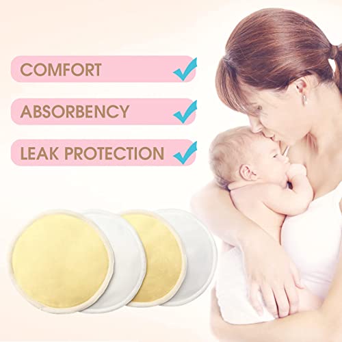 12 Pacote de mama de enfermagem orgânica de bambu para mamãe + bolsa de lavanderia e bolsa de armazenamento de viagens aleatórias, almofadas de enfermagem absorventes protegidas por vazamentos, laváveis ​​e reutilizáveis ​​para proteção contra vazamentos de amamentação