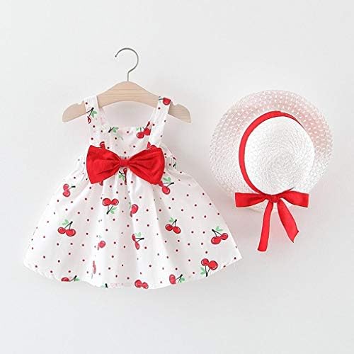 Terbklf 2pcs/set crianças bebês garotas meninas sem mangas cereja dot vestidos princesas