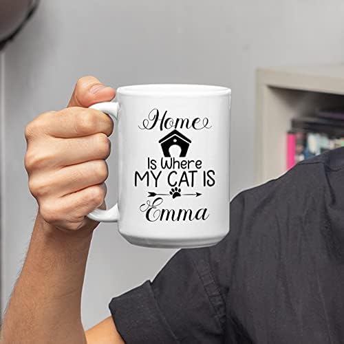 Caneca de café de gato, casa é onde meu gato é uma caneca, caneca personalizada, caneca de pai gato, presente de mãe
