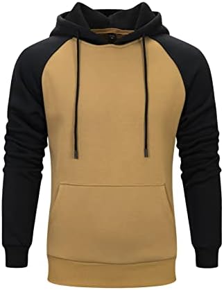 Men's Color Block Hoodie Pullover de lã de manga comprida com capuz com capuz