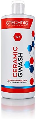 Gtechniq - W3 Gwash - shampoo all -in -one; Revestimento hidrofóbico; Levanta e captura partículas de sujeira; Final elegante;