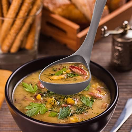 Colher de concha de sopa de Zulay com aperto confortável - cozinheira e servir para sopa, pimenta, molho, molho de salada