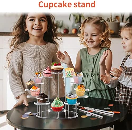 Cupcake de acrílico Stand por 12 cupcakes, exibição redonda Stand Sobersert Tower Serving Bandeys para decoração da fazenda,