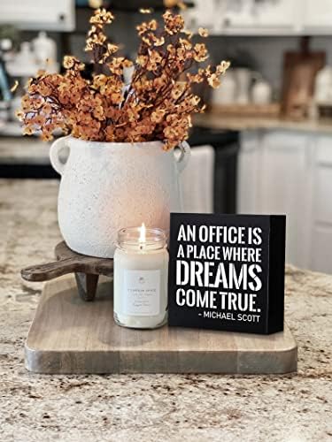 Ywkuiev Um escritório é um lugar onde os sonhos se tornam realidade, sinal de caixa de madeira preta inspirada para decoração de mesa