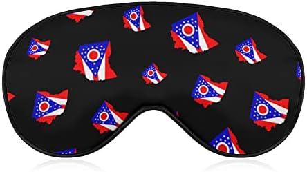 Mapa de bandeira da máscara do sono Ohio tampa de máscara de olho macio de sombra eficaz com cinta elástica ajustável