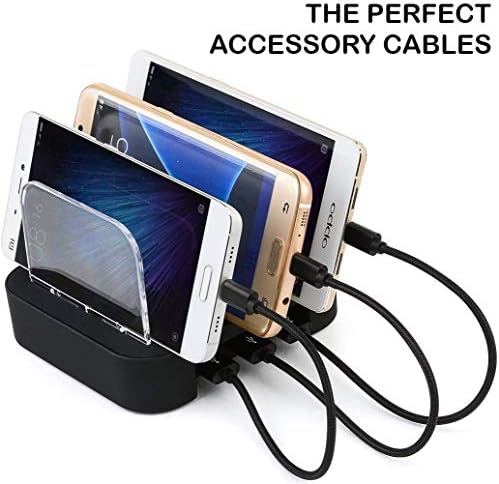 Cabo micro USB, cabos trançados de nylon curtos compatíveis com taco de TV, banco de potência, telefone Android, 0,7 pés/8 polegadas, 3 pacote, preto, cinza, prata