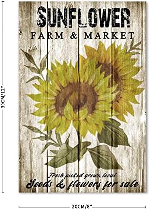 Mercado agrícola de girassol Mercado de madeira Signo de madeira floral placa de madeira Farm Farm Market Parede Placa