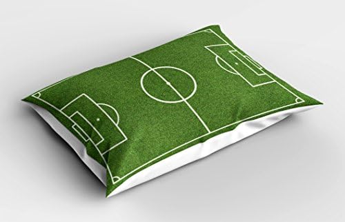 Ambesonne Teen Room Pillow Sham, futebol de futebol, Grass Motif Motif Match Match Winner Sports Area, travesseiro de tamanhos
