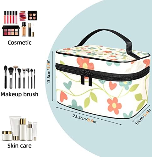 Bolsa de maquiagem de viagens de Yoyoamoy com compartimento, flores coloridas grandes case cosmética Caixa de beleza personalizada