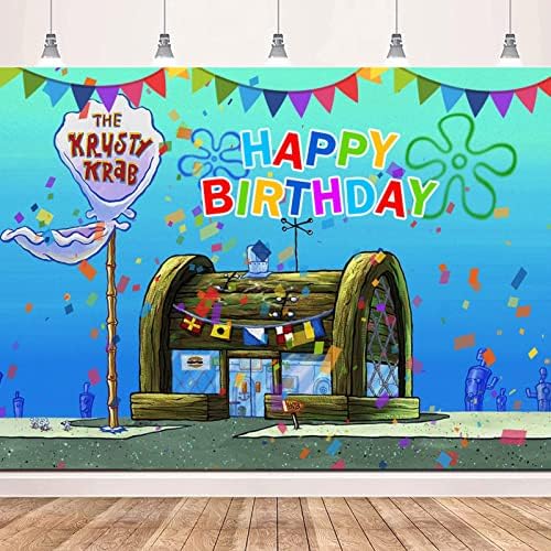 Cartoon Animação Bob Esponja Photo Cenário Underwater O Krusty Krab Photography Background Benner Birthday Birthday Party Decor