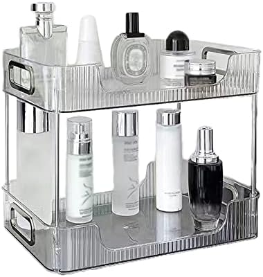 Organizador de bancada de banheiro de 2 camadas, bandeja de vaidade acrílica, suporte para armazenamento doméstico para maquiagem de loção Spice Perfume Spice