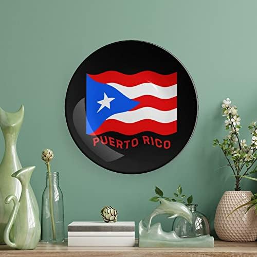 Placas decorativas de placa decorativa de Bandeira de Puerto Rico Craft off off off ofn stand para Decoração de jantar de parede de escritório em casa