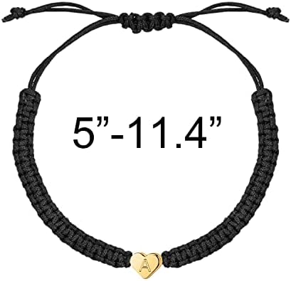 Kelistom 14k ouro banhado aço inoxidável pulseiras de cordas de coração inicial para homens meninas meninos meninos braceletes minimalistas de pulseira de pulseira artesanal Ministros