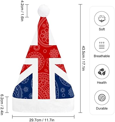 British Paisley Flag Hat Christmas Hat Papai Noel para adultos unissex Comfort Classic Xmas Cap para o feriado de