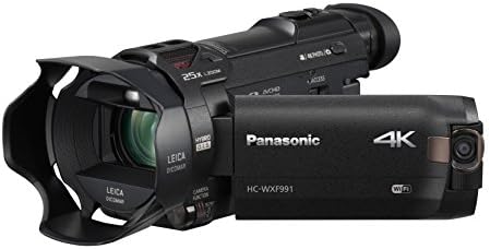 Câmera de câmera de vídeo do tipo Cinema 4K da Panasonic HC-WXF991K, Lente Dicomar 20x Leica Dicomar, sensor BSI de 1/2,3 , 5 eixos Hybrid O.I.s, modo HDR, EVF, WiFi, gravação de vídeo de cena múltipla