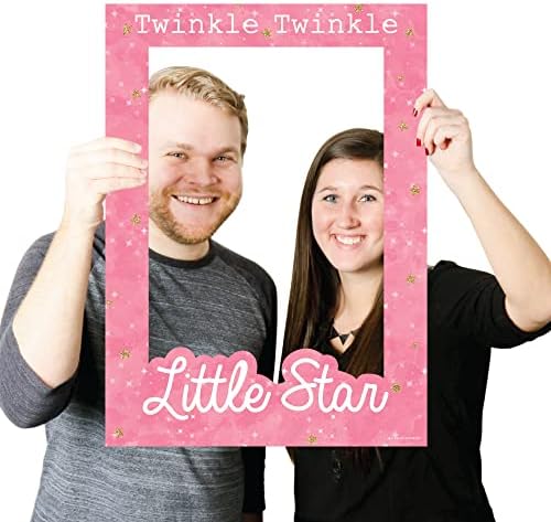 Pink Twinkle Twinkle Little Star - Festa de aniversário ou chá de bebê Selfie Photo Booth Picture Frame & adereços - Impresso em