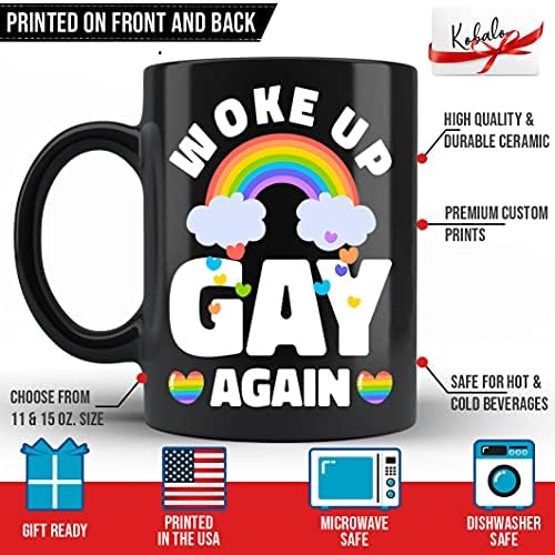 Kobalo acordou caneca gay novamente, caneca gay engraçada, trans enjby queer pan presente direitos iguais direitos gays arco -íris