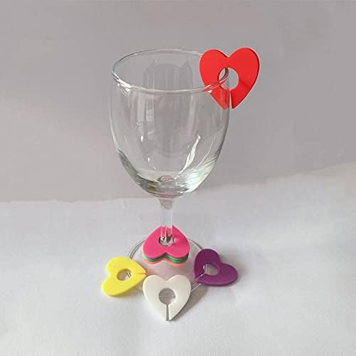 Golandstar 8pcs Conjunto de coração Silicone Marker Drink Wine Beer Glass Markers Charms Tags Identificador para bebidas em família