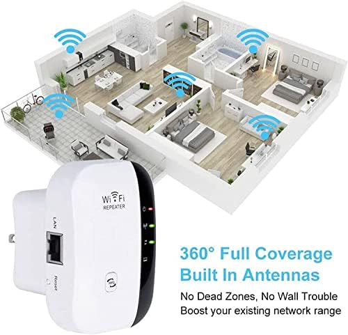 REMOTE DE SINAL DE ESTENDOR DE WIFI DE 300 MBPS, repetidor de rede sem fio dupla de banda, extensor da faixa de wifi com porta Ethernet, ponto de acesso de configuração 1-TAP, cobre até 2640 pés quadrados