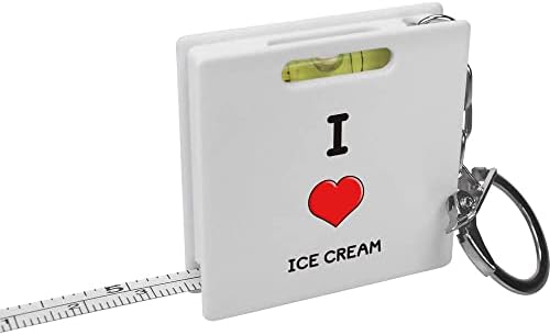 Azeeda 'I Love Ice Cream' Fita de fita de chaveiro/ferramenta de nível de espírito