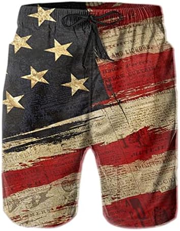 Chill · TEK Men's Swim Trunks American Flag Quick Dry Board Shorts Para Men Newspaper Beach Bathing Suits com bolsos