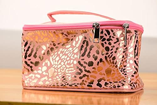 Black Leopard Traverl Makeup Bag Case Pouch Zipper Bolsa de besteira portátil Caixa de armazenamento para mulheres,