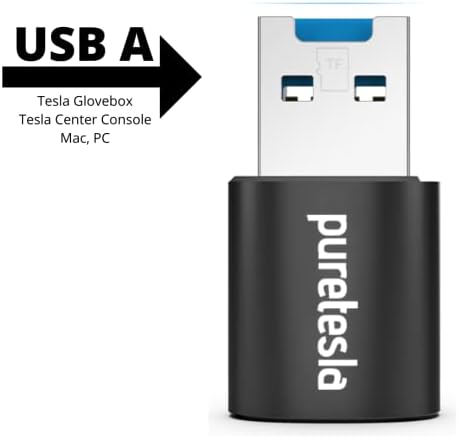 PureTesla Dashcam Tesla USB Drive 128 GB - Plugue e reproduz a unidade de resistência USB pré -formatada para Tesla, Teslacam, Dashcam e Modo Sentry - funciona com o Modelo S 3 x Y