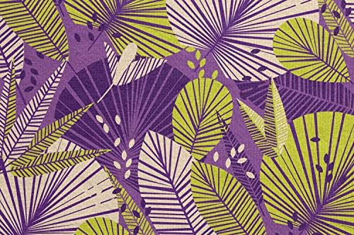 Toalha de tapete de ioga vibrante de Ambesonne, ilustração contínua de folhas botânicas da floresta