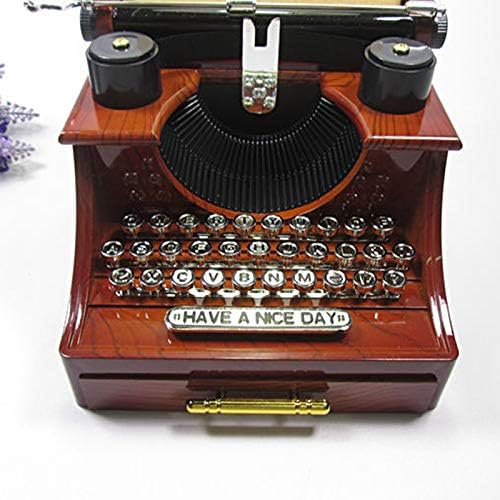 Caixa de música de máquinas de escrever plástico vintage Box de figuras de órnio de arame