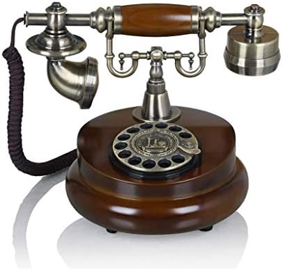 Walnuta retro vintage estilo antigo botão de discagem rotativa mesa telefone telefone em casa