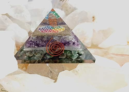 Sharvgun Extra grande ametista, selenita e jade orgonita pirâmide cura Crystal 65-75mm