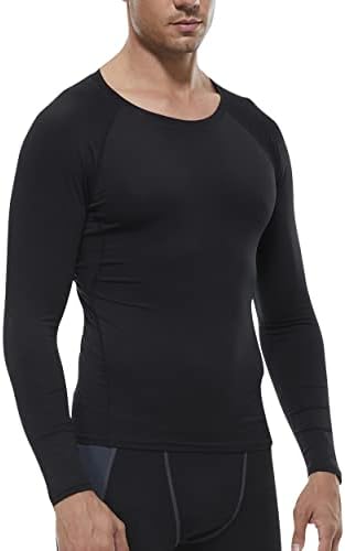 Camisas de compressão masculinas de manga comprida, camada de base, treino seco rápido t suportes esportes com tops de corrida