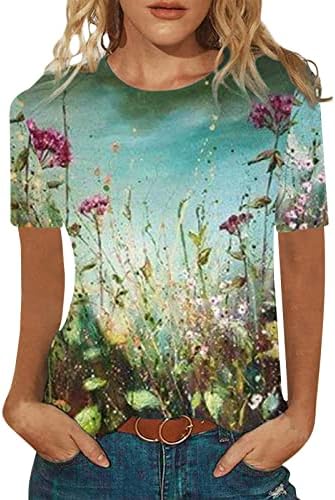 Impressão feminina Casual Casual Camisetas Tamas Básicas de Verão Blusa Loja Roul Round Hawaii Tops soltos