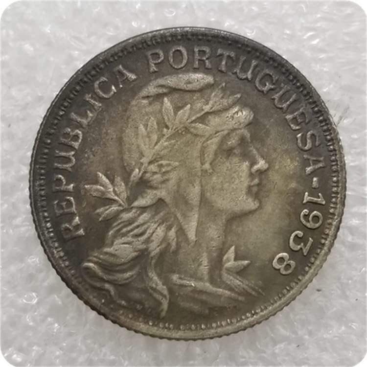 Artesanato antigo Portugal 1935.1938 moedas comemorativas estrangeiras dólares de prata