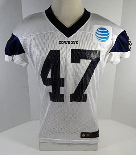 2015 Dallas Cowboys Ka'lial Glaud 47 Jogo emitiu Jersey de Prática Branca 50 92 - Jerseys de Jerseys usados ​​na NFL não assinada