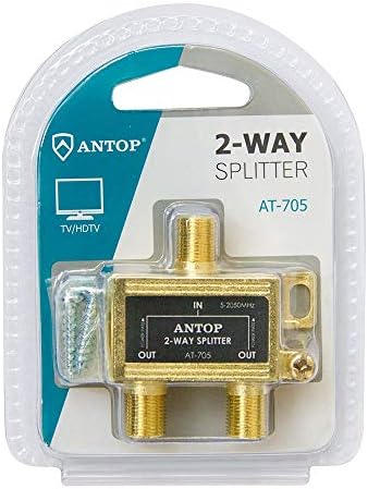 Antena Antop 43235-116317 Splitter de sinal de TV de 2 vias, divisor de cabo coaxial digital Antop 2GHz- 5-205050MHz Desempenho